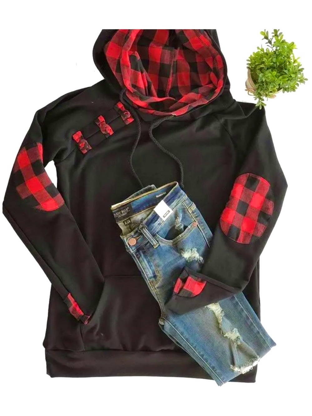 Rogue Society Buffalo Plaid Double Hooded Hoodie